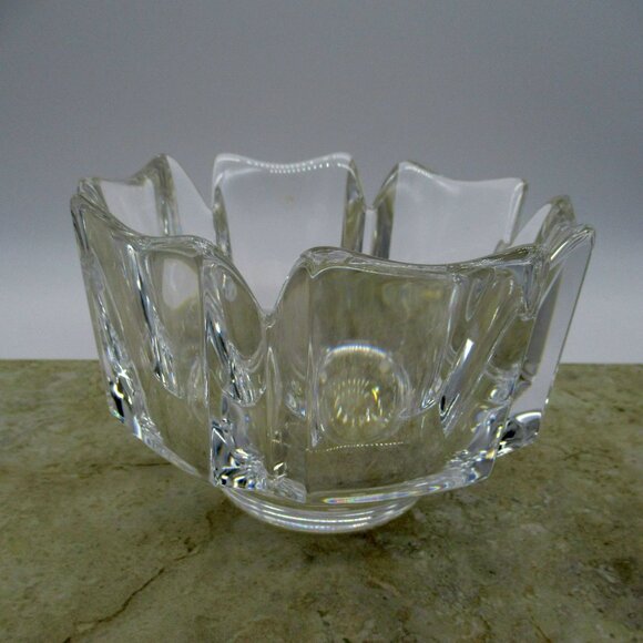 Orrefors CORONA Swedish Crystal Bowl Lars Hellsten Made In Sweden 1970s - Picture 1 of 12